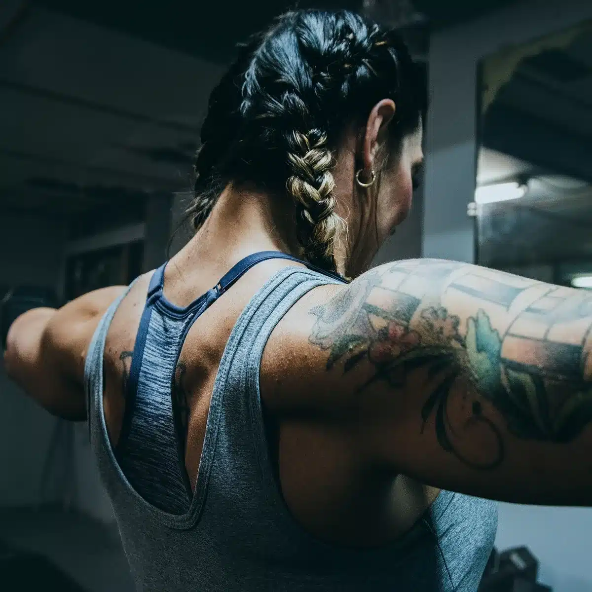 Haltérophile saisissant une barre en salle de sport, préparation d'effort court et intense