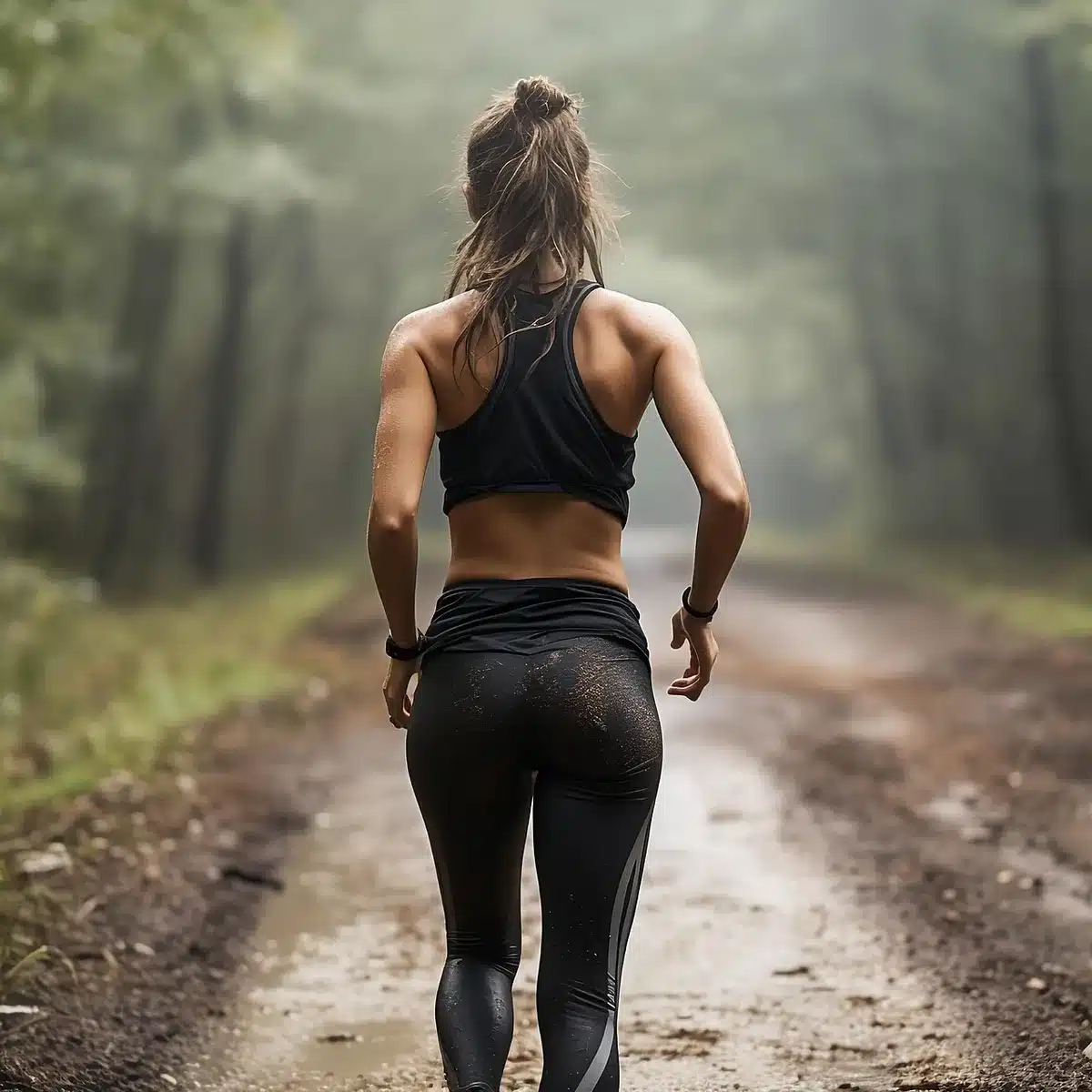 Coureur regardant sa montre GPS pendant une sortie sur route